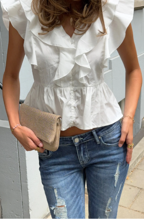 Top Blanco - Blouse blanche à volants