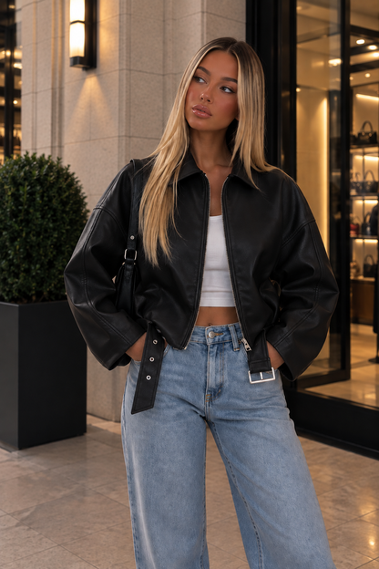 Veste Alma - Veste Effet Cuir Ceinturée Femme