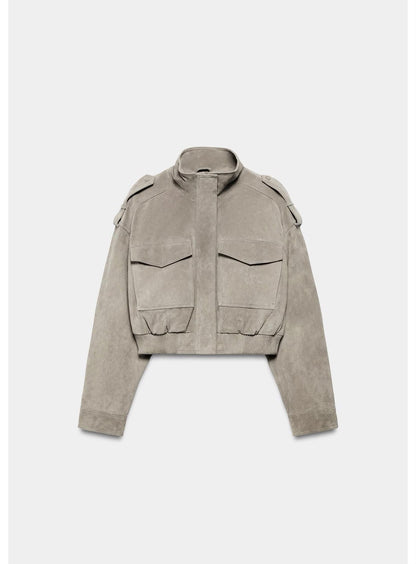 VESTE BOMBER EFFET DAIM GREY
