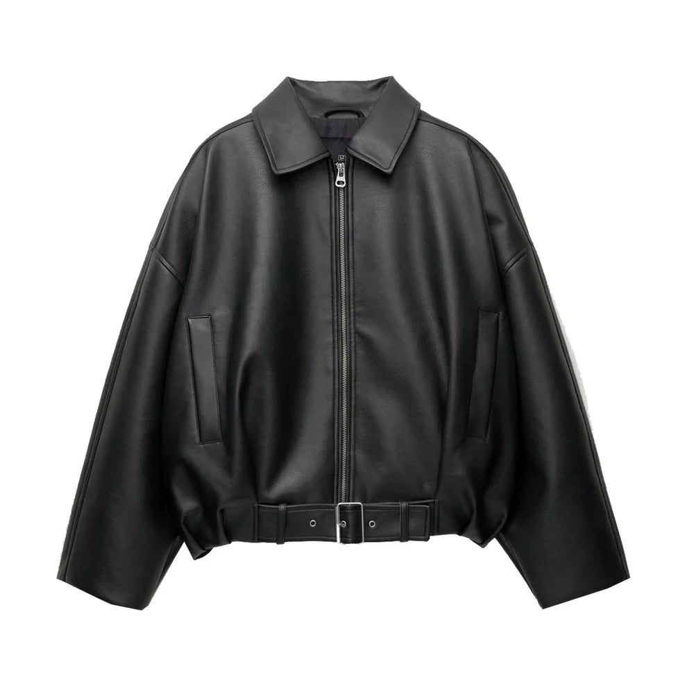 Veste Alma - Veste Effet Cuir Ceinturée Femme