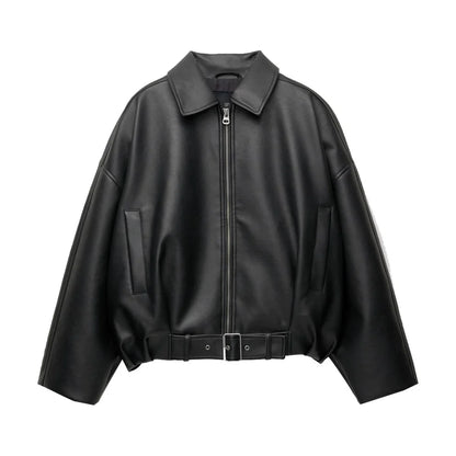 Veste Alma - Veste Effet Cuir Ceinturée Femme
